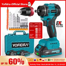 YOFIDRA 2 in1 Brushless Electric Screwdriver Hammer Cordless Drill Impact Multifunctional Power Tool  For Makita 18V Battery