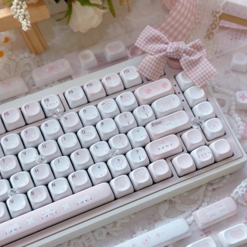 Pequeno gato da enfermeira keycap personalizado bonito pbt cereja profiel sublimação térmica rosa teclado mecânico keycap adequado para escritório