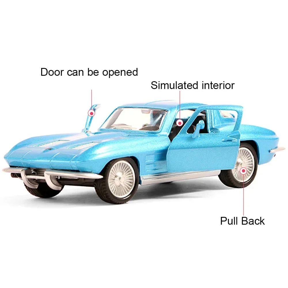 Chevrolet Corvette coche súper clásico 1/36 modelo de aleación de Metal fundido a presión vehículo de simulación extraíble modelo de coche para regalo de niño