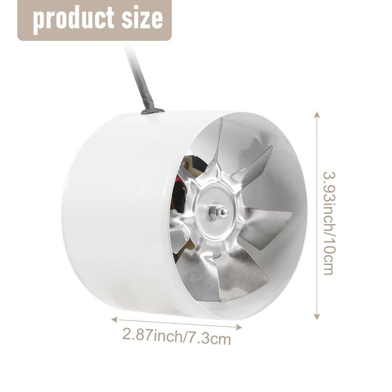 인라인 덕트 선풍기 부스터 배기 송풍기, 공기 냉각 벤트, 흰색, 220V