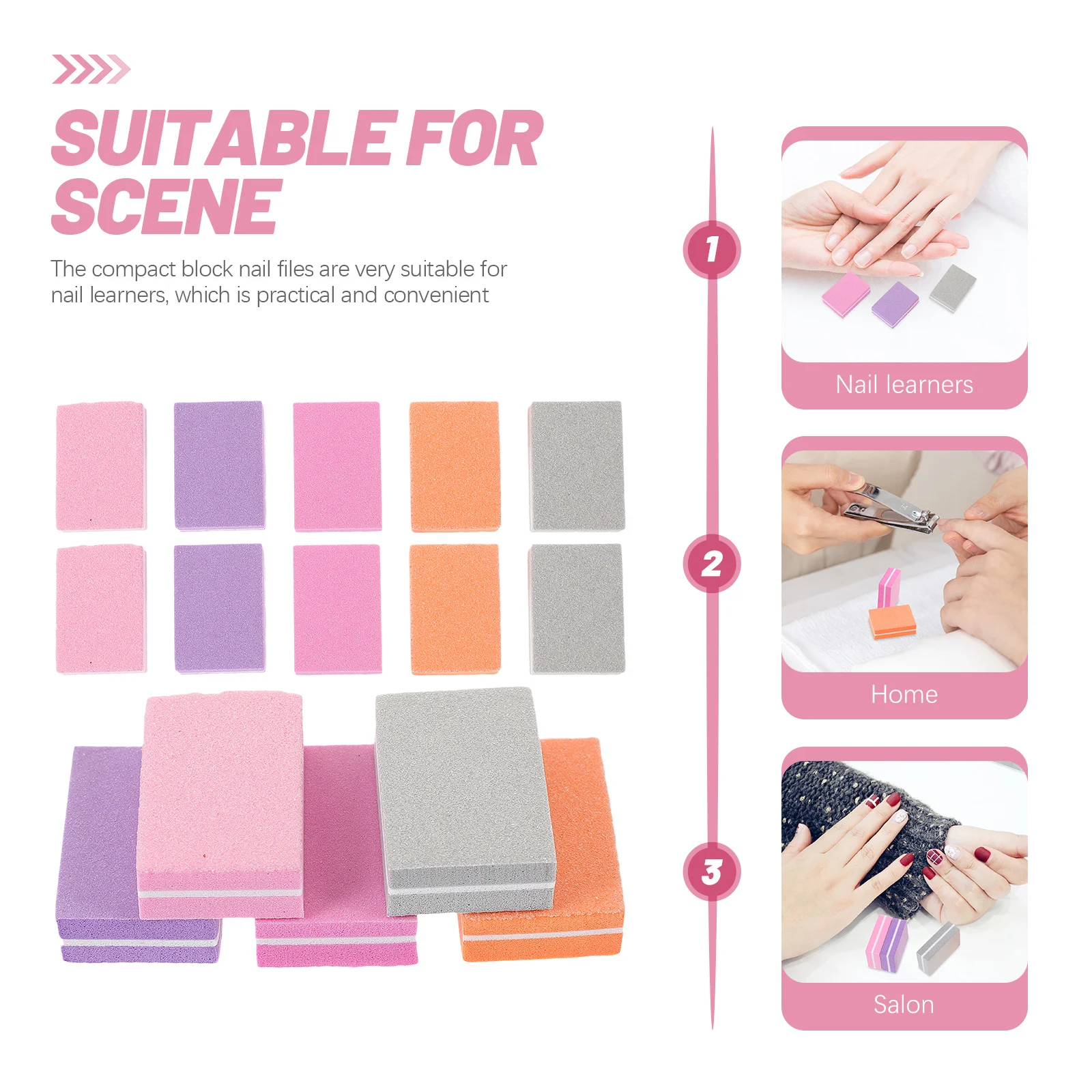 

50Pcs Buffer Block Nail File Double Side Sponge Nail File Portable Manicure Fingernail Toenail Grinding Sanding Files