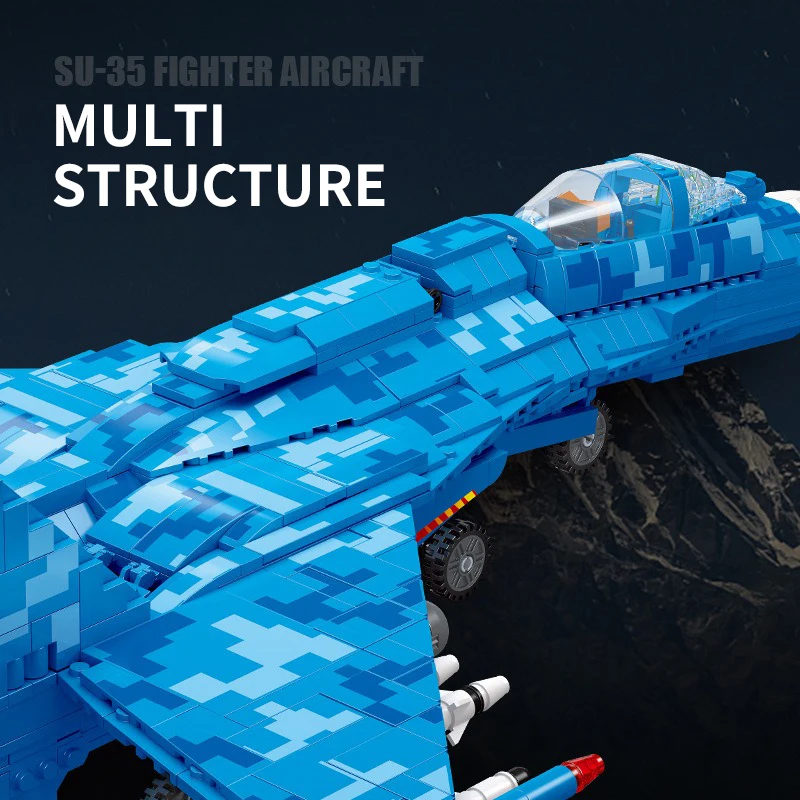 61050 Military Air Force Aviation Su-35 Fighter Jet Building Block War Weapon Aircraft Bricks Educational Toys For Kids Boy Gift