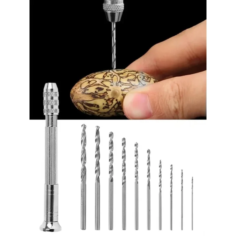 

0.8-3.0mm Mini Hand Drill Woodworking Tools Drilling Rotary Tool Manual Twist Drill Bit Watchmaker Pin Vice Watch Repair Tools