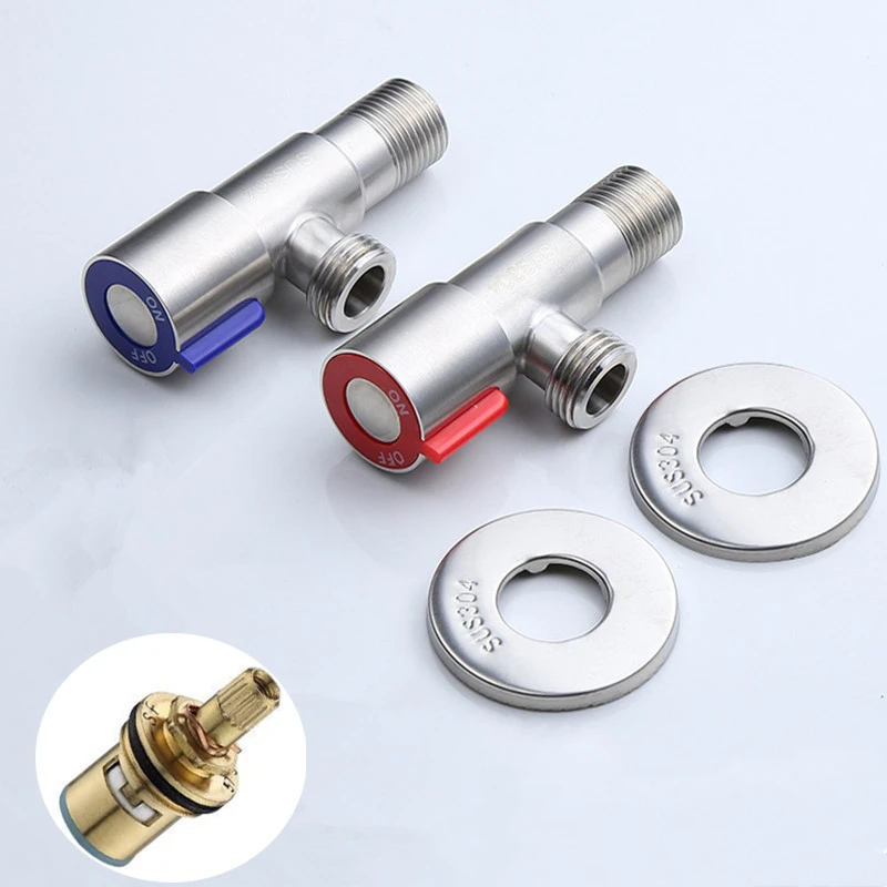 Stainless Steel Triangle Valve Hot Cold Inlet Valve Toilet Water Stop Valve Water Heater Valve Kitchen Sink Basin Triangle Valve