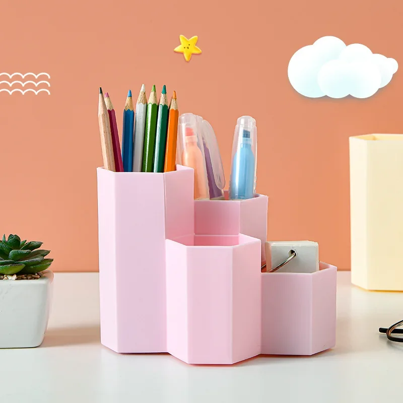 Large Capacity Desk Pen Holder Pencil Storage Box School Office Stationery Pens Storage Brush Stand Storage Box