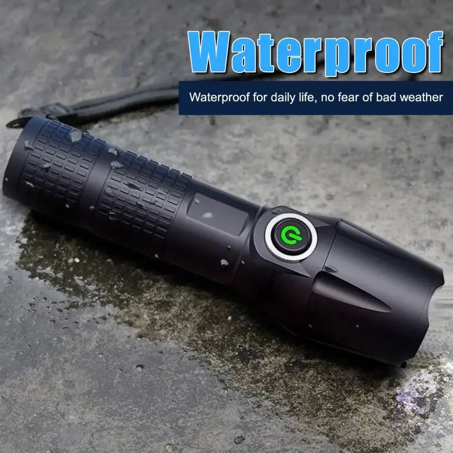 Ultra-Bright Zoomable Rechargeable LED Flashlight Work Lamp Adjustable Focus Torch Water-Resistant Handheld Flashlights