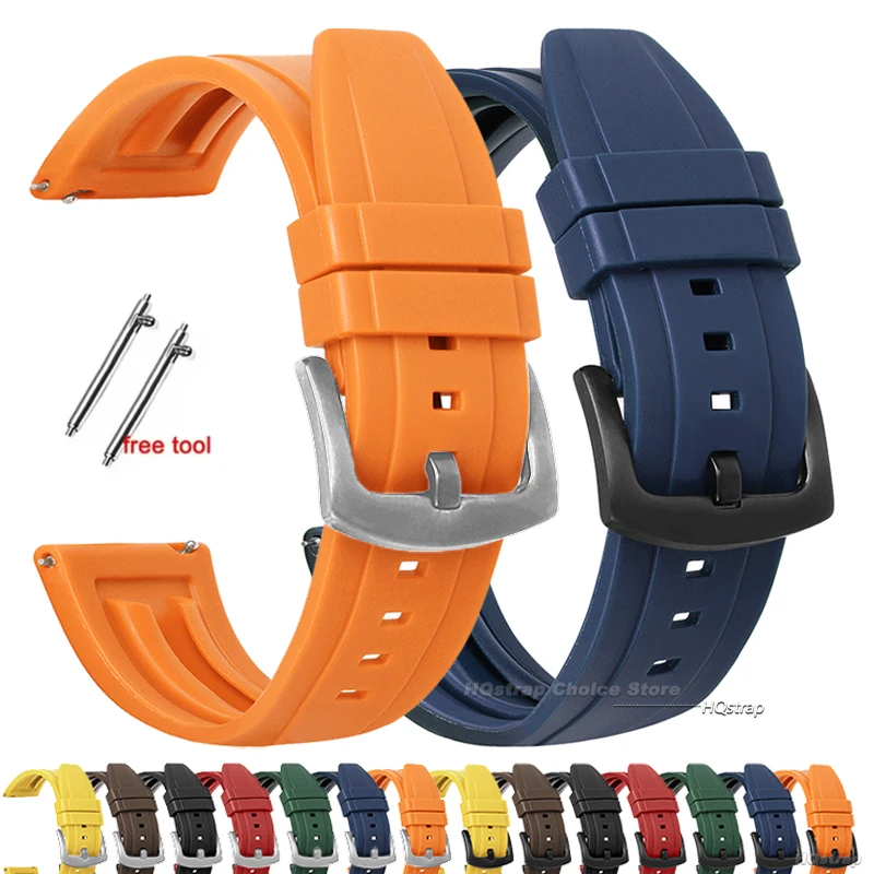 Hochwertiges Fluorkautschuk-Uhrenarmband, 20 mm, 22 mm, 24 mm, Herren- und Damen-Sportarmband, schwarz-grünes Armband mit Schnellverschlussband