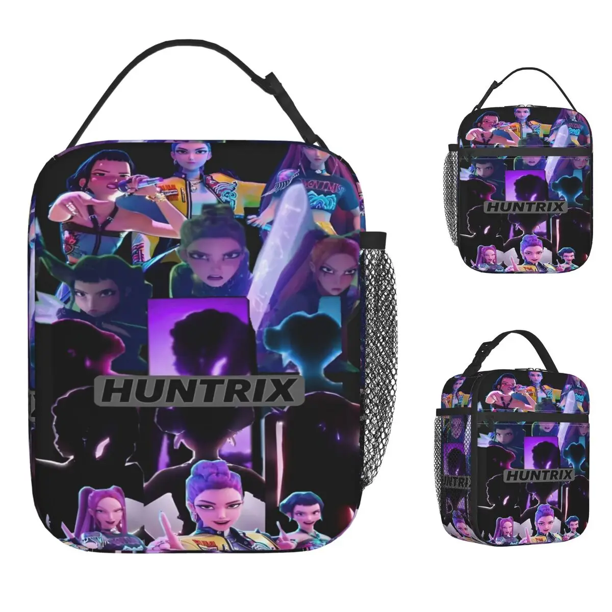 

KPop Demon Hunters Lunch Bag 2025 Movie Portable Zipper Lunch Box Women Picnic Graphic Design Cooler Bags