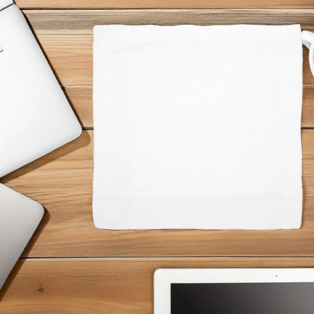 18 قطعة مناديل قطنية للرجال بيضاء ناعمة ماصة قابلة للغسل مربعات الجيب مسح العرق فستان بدلة الزفاف استخدام السفر #3