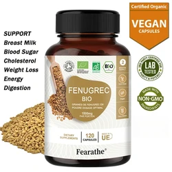 Organic Fenugreek Capsules with Vitamins & Calcium - 100% Vegan Fenugreek Powder Supplement for Women and Men