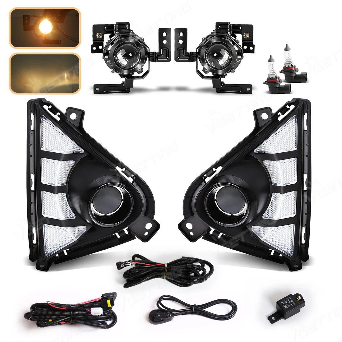 2-Colors LED Daytime Running Light For Hyundai Accent 2021 2022 2023 Turn Signal Light Front Bumper Fog Lamp DRL Car Accessories