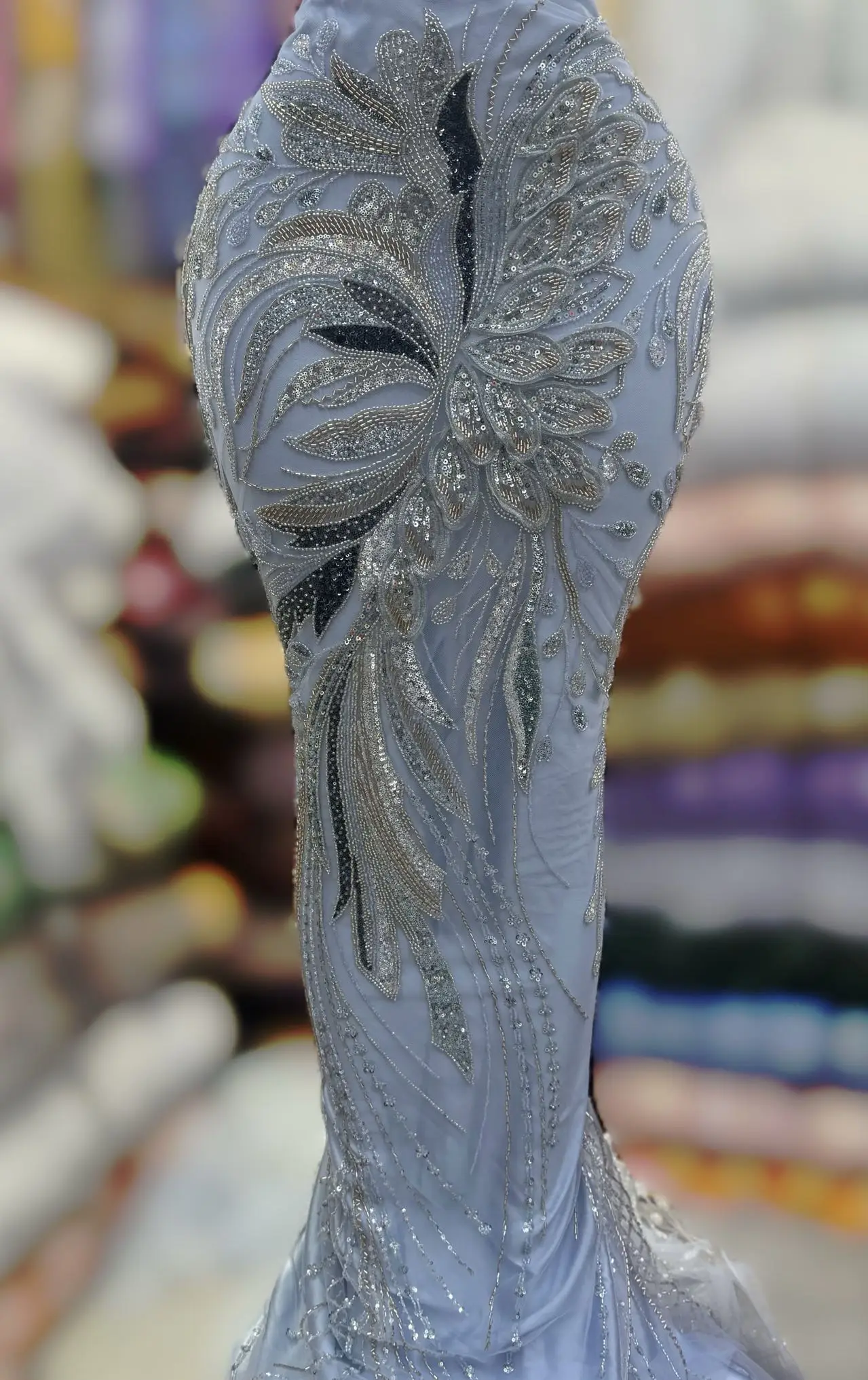 

Nigerian African French Guipure Tulle Lace Fabric Sequins Beaded Embroidery for Luxury Wedding Party Evening Dresses 5Yard 2026