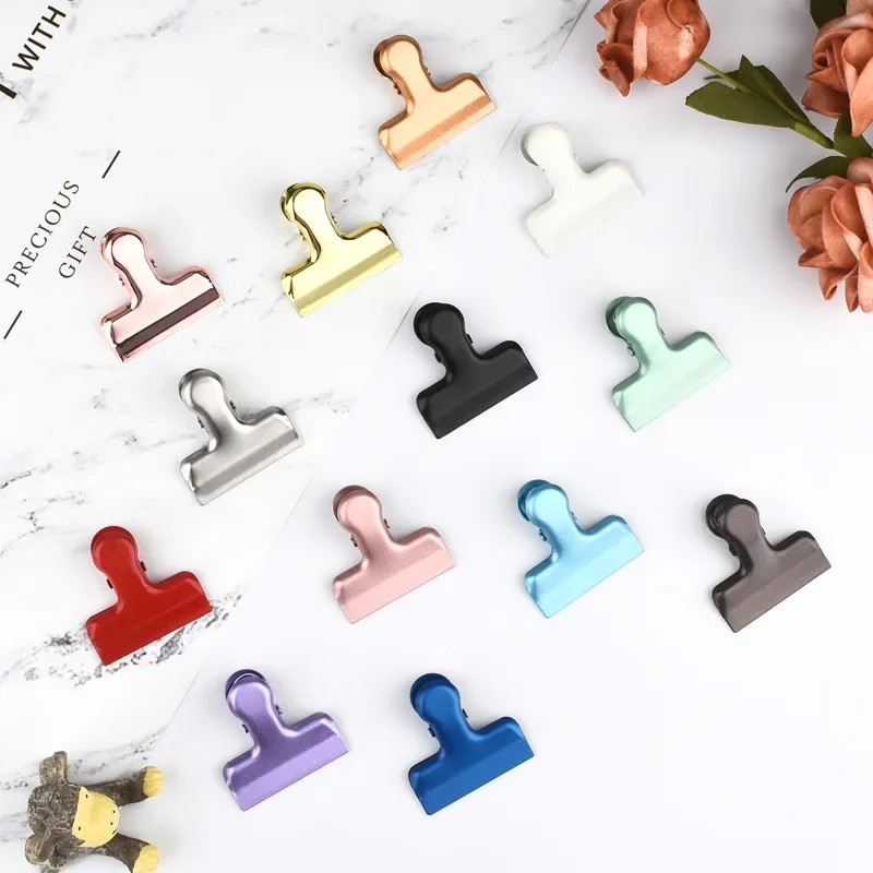 Fromthenon Ins Style Metal Clamp Clip Candy Color Binder Paper Clips Scrapbooking Photo Card Holder Decoration Stationery