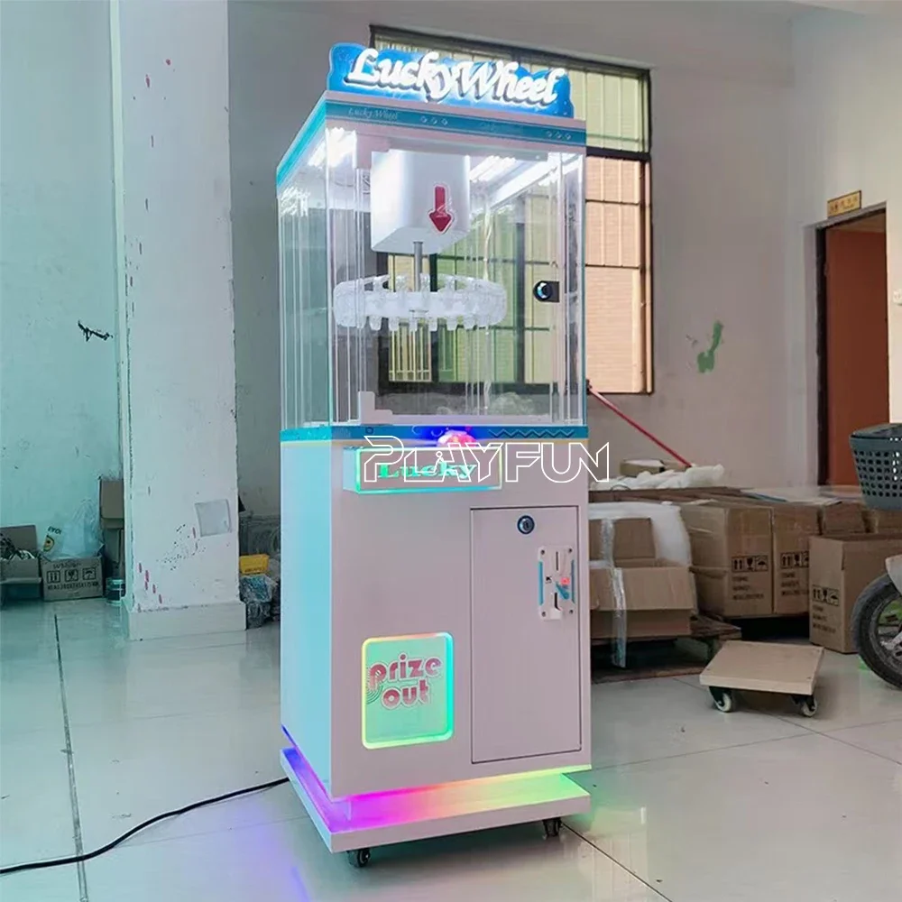 

Wholesale Coin Operated Commercial Single Lucky Wheel Exquisite Gift Mini Clips Claw Clamps Prize Doll Machine Toy For Kids