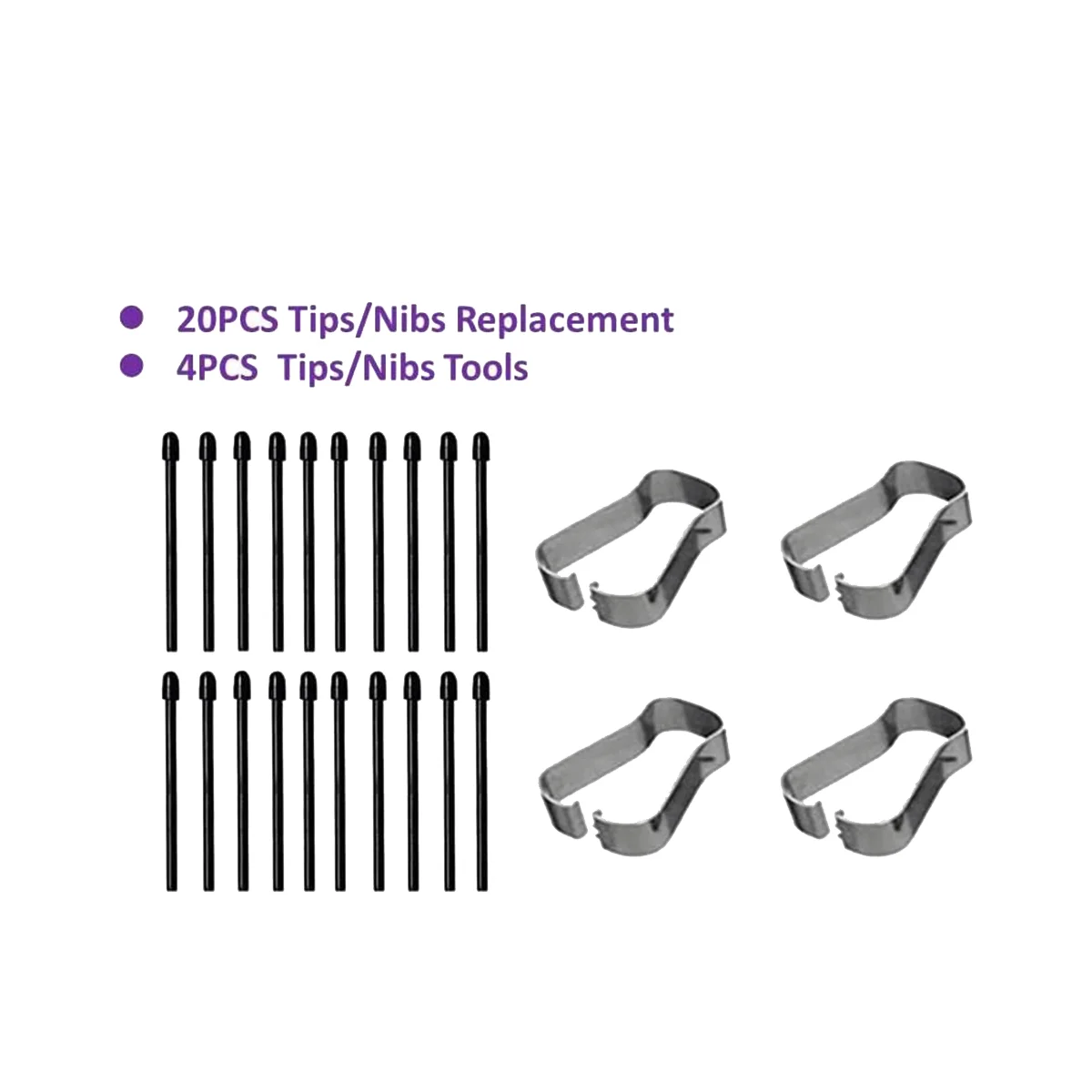 스타일러스 펜 교체용 마커 펜 팁, 펜촉 2 개, 소프트 펜촉, 블랙, 20 팩
