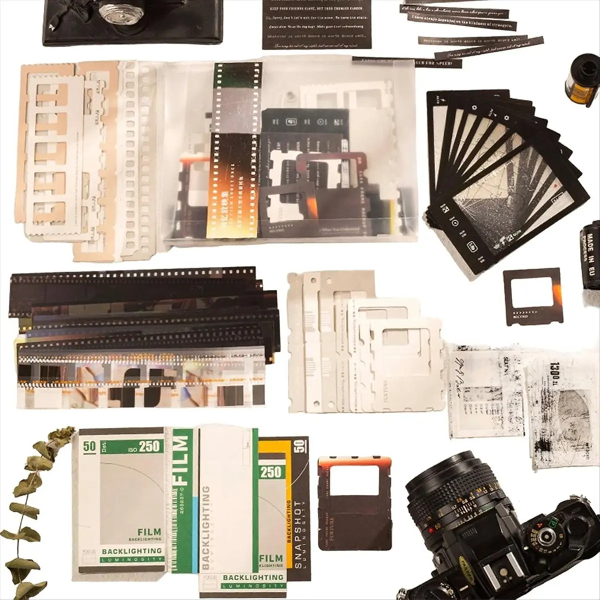 FTGT-94Pcs Vintage Photo Themed Scrapbooking Kits, Movie Film Scrapbook Kit for Film Stickers and Journaling Supplies