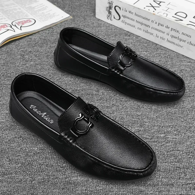 Moccasins Slip on Men\'s Flats Fashion Men Boat Shoes Male Driving Shoes Hombre High Quality Leather Loafers Men Casual Shoes