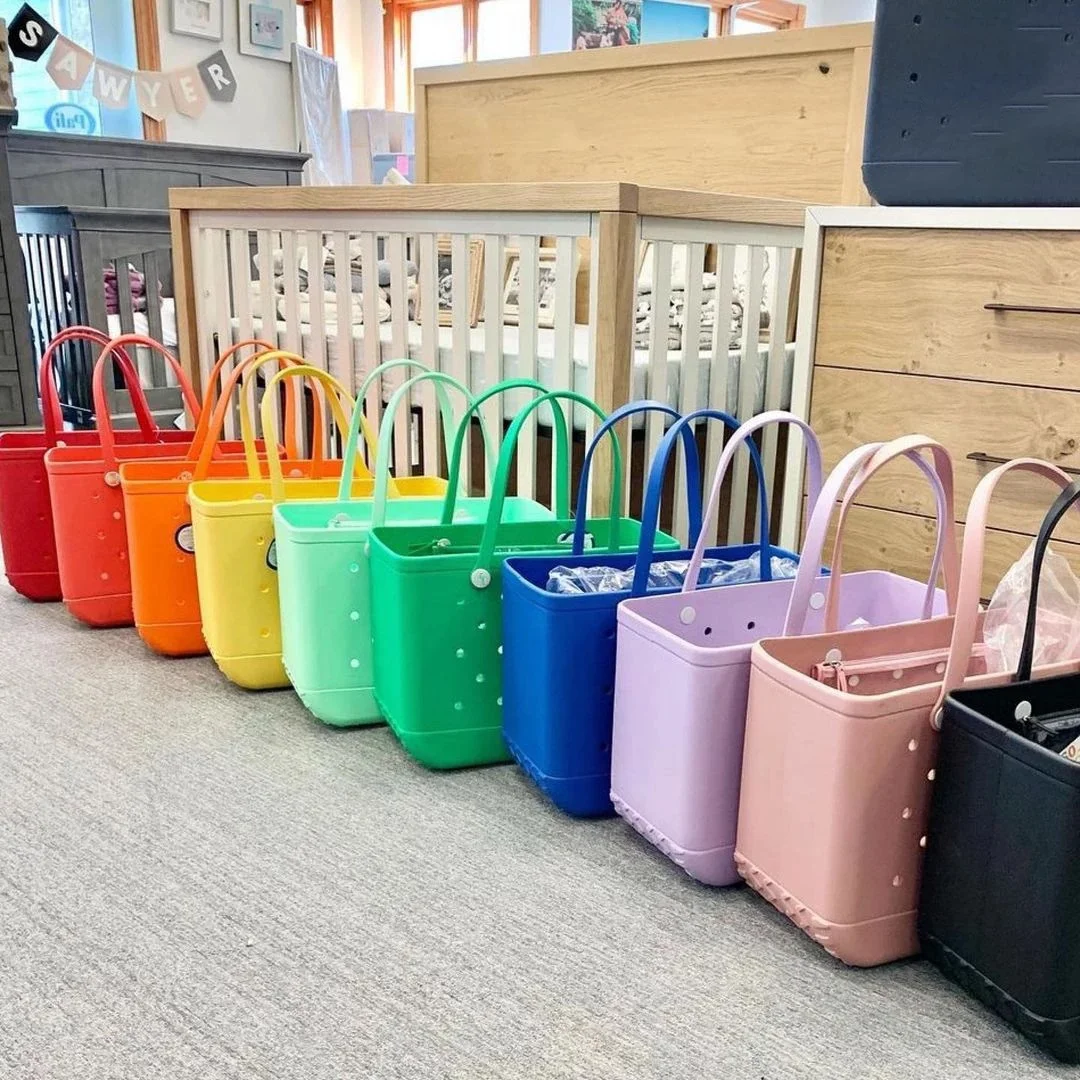 Extra Large Beach Bag Summer EVA Waterproof Basket Women Silicon Beach Tote With Holes Breathable Pouch Shopping Storage Basket