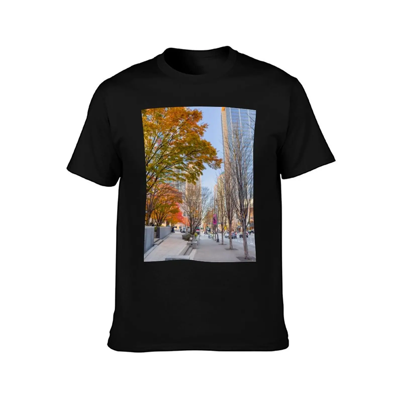 Seattle Dowtown T-Shirt, Summer Casual Cotton Tee, Oversized Streetwear Tops, Vintage Graphic Print, Loose Fit Short Sleeve