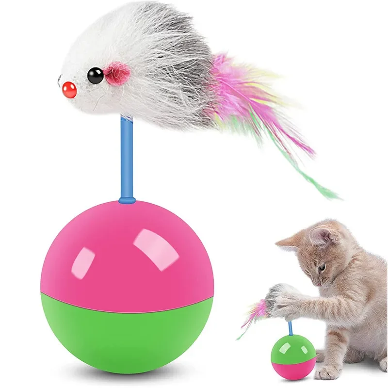 Interaktiver Katzenspielball mit Maus, kein Wippball, Spaß beim Necken von Katzen und Hunden, Selbstspielzeug, Haustierbedarf, Set mit Katzenspielzeugen zum Necken – Detail 5