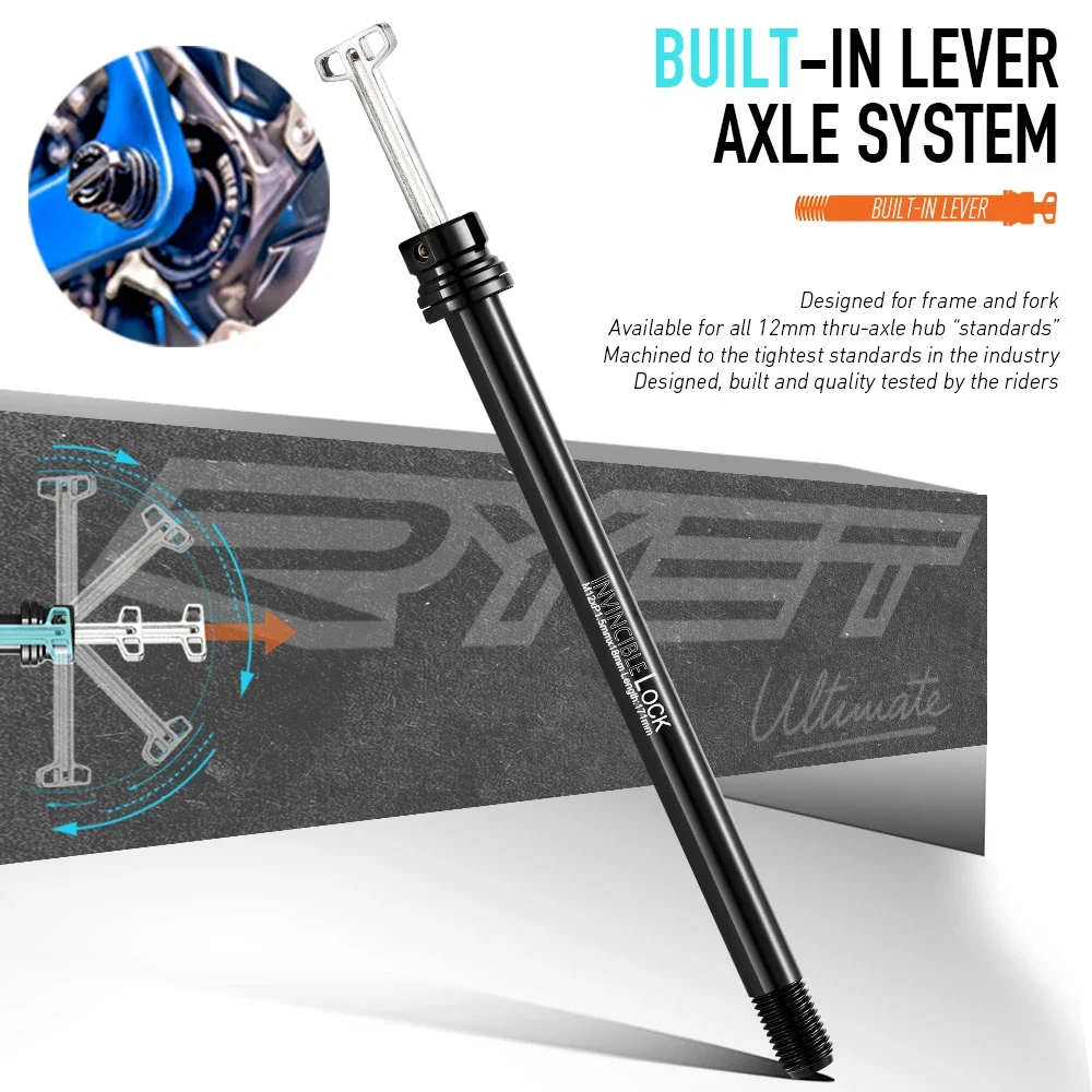 RYET MTB Built-In Lever Road Bike 12mm Thru Axle Front Fork Shaft Skewers Rear Hub 12x142 12x148 12x100 12x110 Cycling Parts