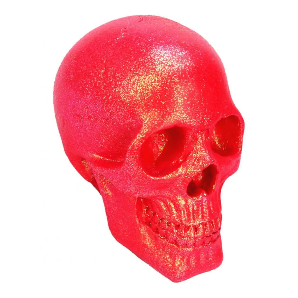 Pink Resin Skull Head Statue Sculpt Carving Decoration