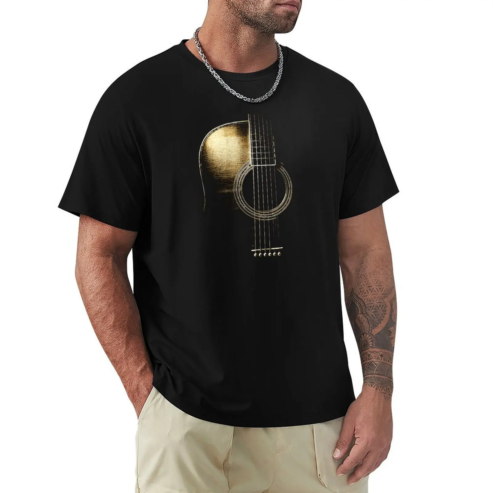 Acoustic Guitar Lite (please see description) T-Shirt Large Size Soft Cotton T-Shirt