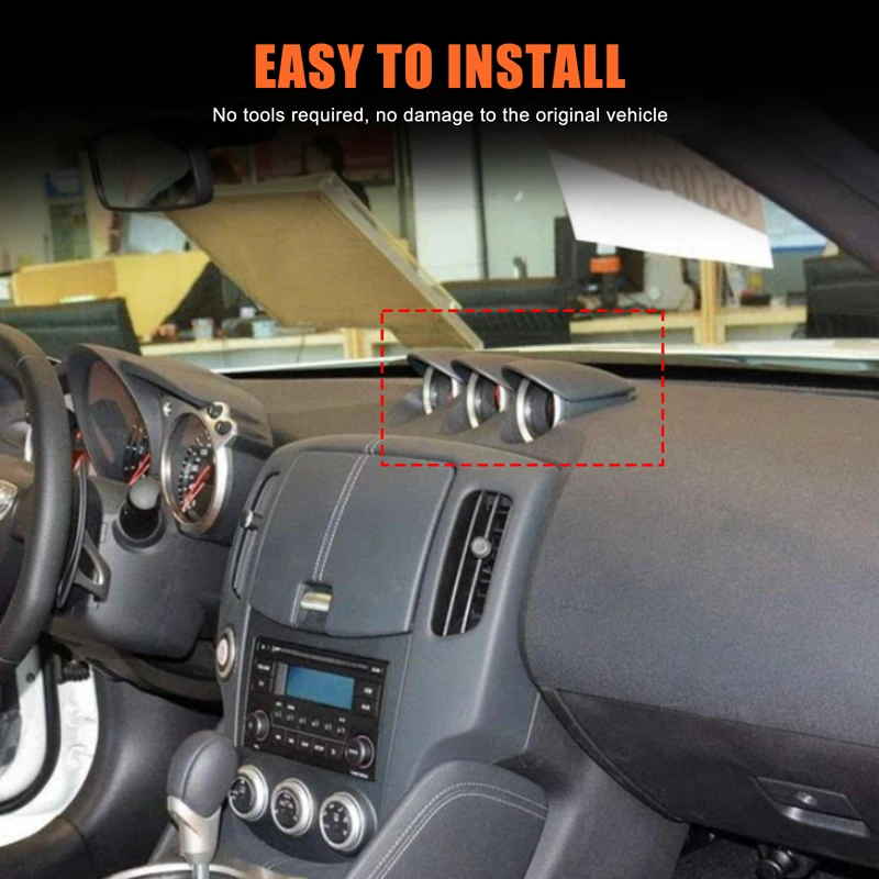 For Nissan 370Z 400Z 2009-2020 ABS carbon fiber car center console clock panel cover decorative sticker car accessories 3