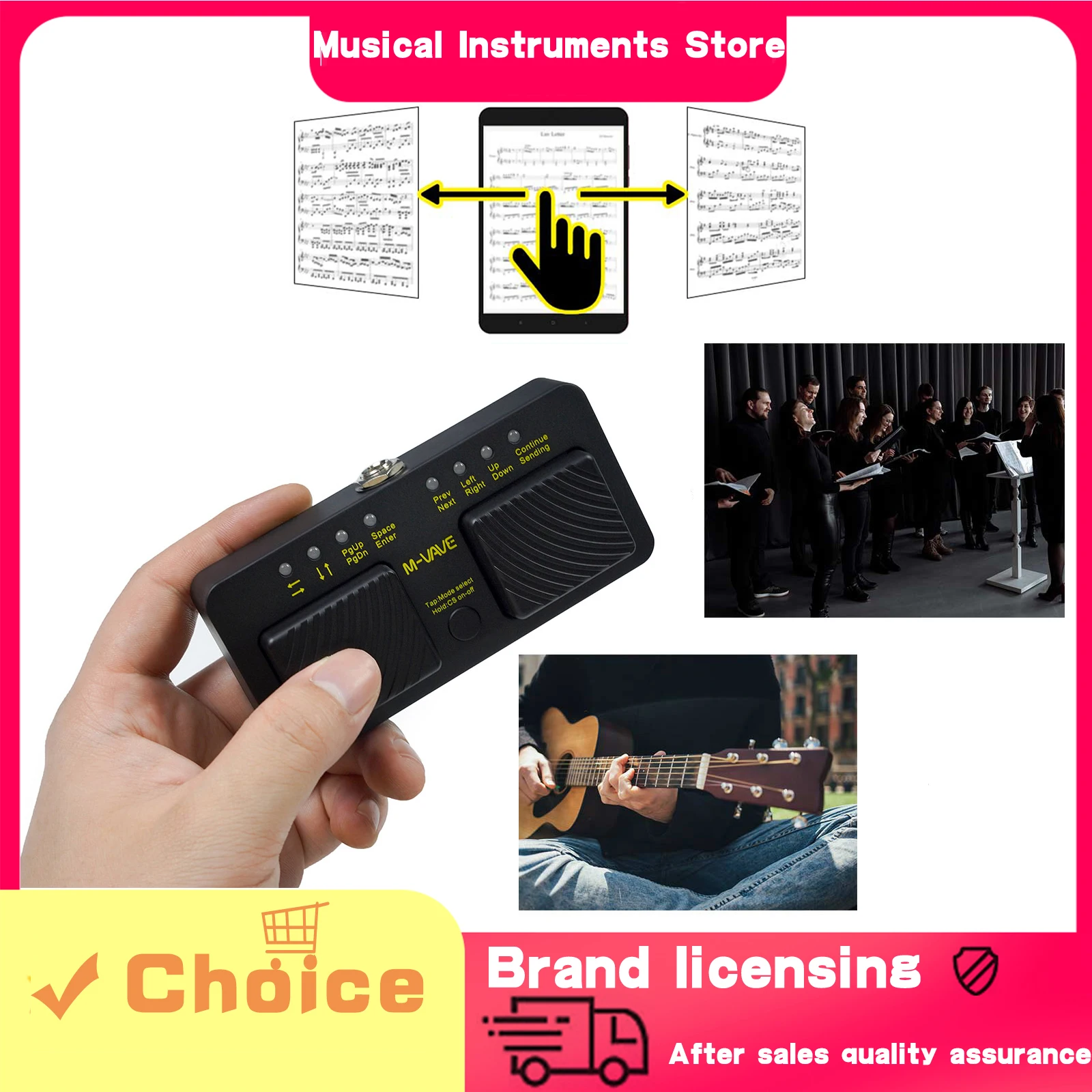 

M-VAVE Wireless Bluetooth Page Turner Silent Foot Pedal USB 5V±10% Power Transformer Charging Page Turner Guitar Accessories