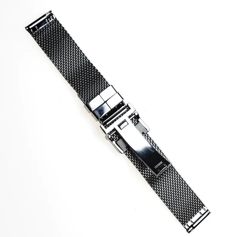 20mm 22mm Mesh Milanese Watch Band for Omega for Seamaster 007 Men Bracelet Stainless Steel Strap for IWC Pilot Folding Buckle