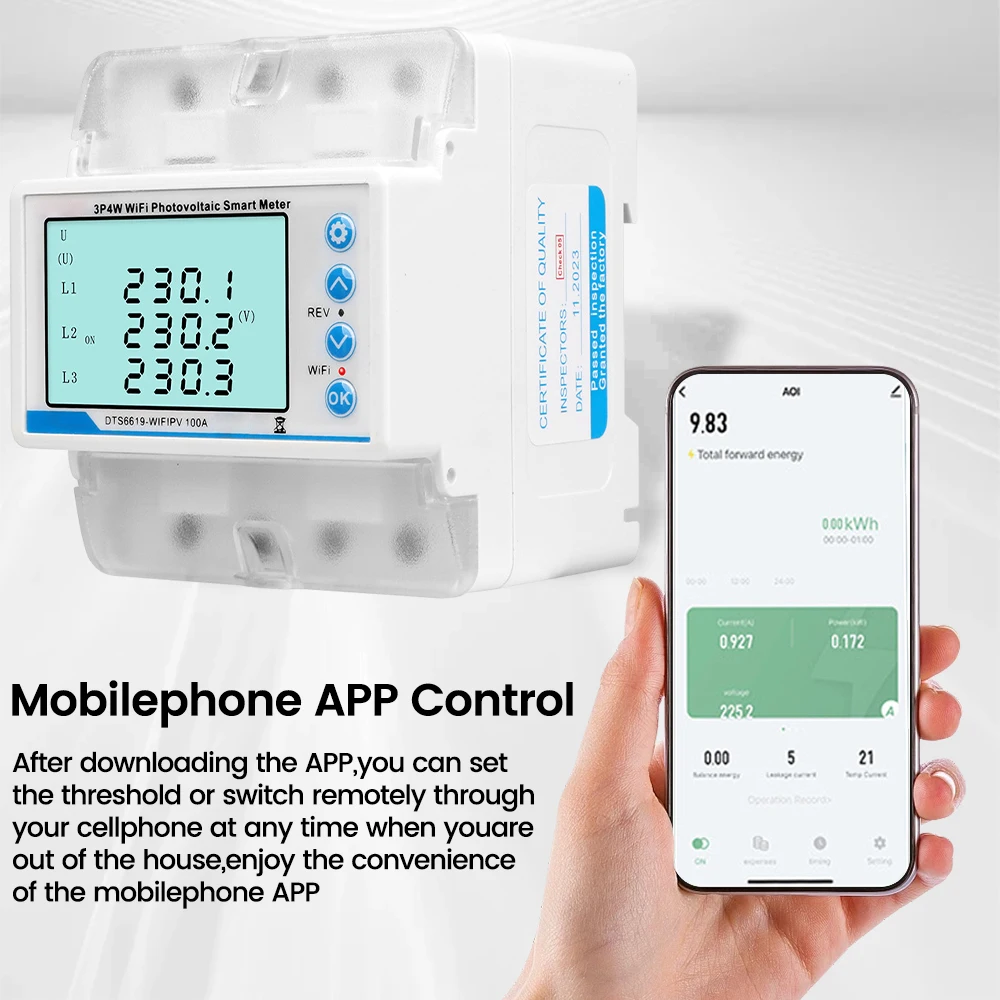 Imagem -02 - Inteligente 3-phase Disjuntor Wi-fi Controle Remoto Protetor Elétrico Interruptor Automático Tela Led Tuya App 80380v 100a