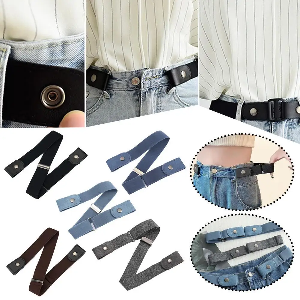 حزام خصر مرن غير مرئي حزام خالي من الإبزيم للجينز حزام خصر من جلد البولي يوريثان حزام خصر مريح قابل للتعديل