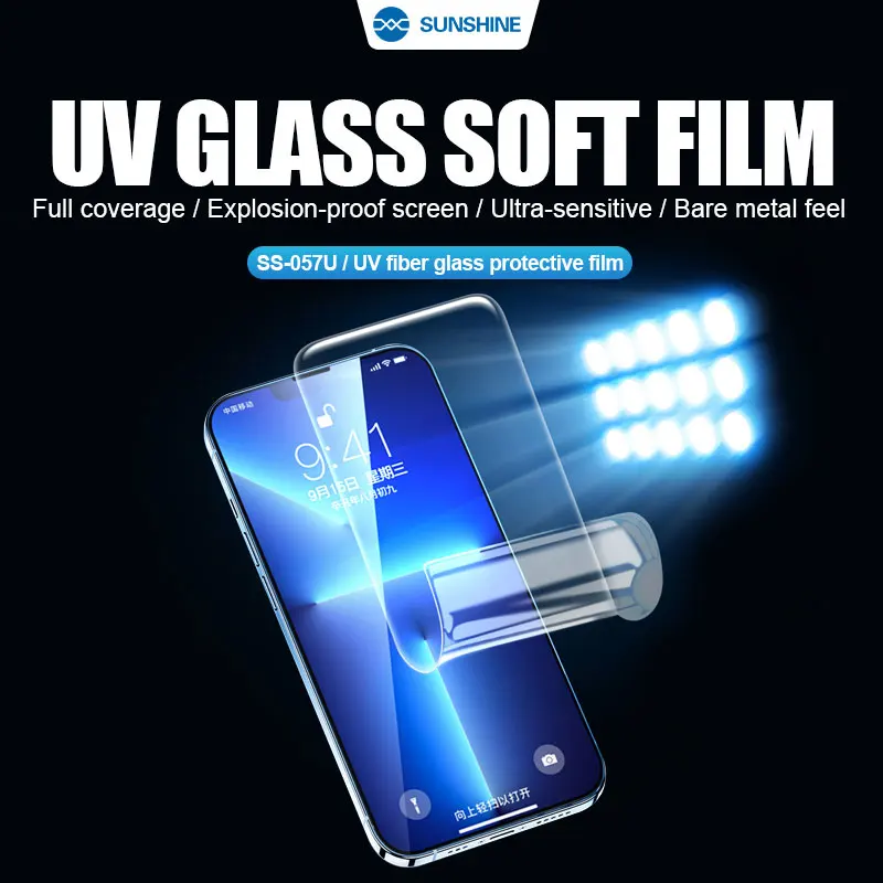 SUNSHINE SS-057U/SS-075U UV Fiber Glass Protective Film Full Screen Overlay Strong and Flexible Fiberglass Protecting the phone