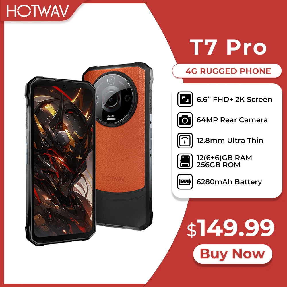 

[World Premeire] Прочный смартфон HOTWAV T7 Pro, 64 МП, 6,6 дюйма, мобильный телефон FHD + 2K, 6280 мАч, 12 (6 + 6) ГБ, 256 ГБ, мобильный телефон Android 13