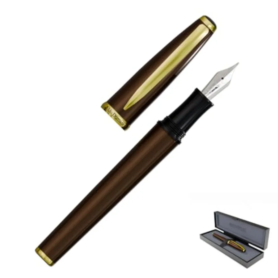 

Перьевая ручка USA Aldo Domani, коричневая, со средним пером, в комплекте конвертер для чернил и 2 картриджа, подарочная коробка в комплекте.