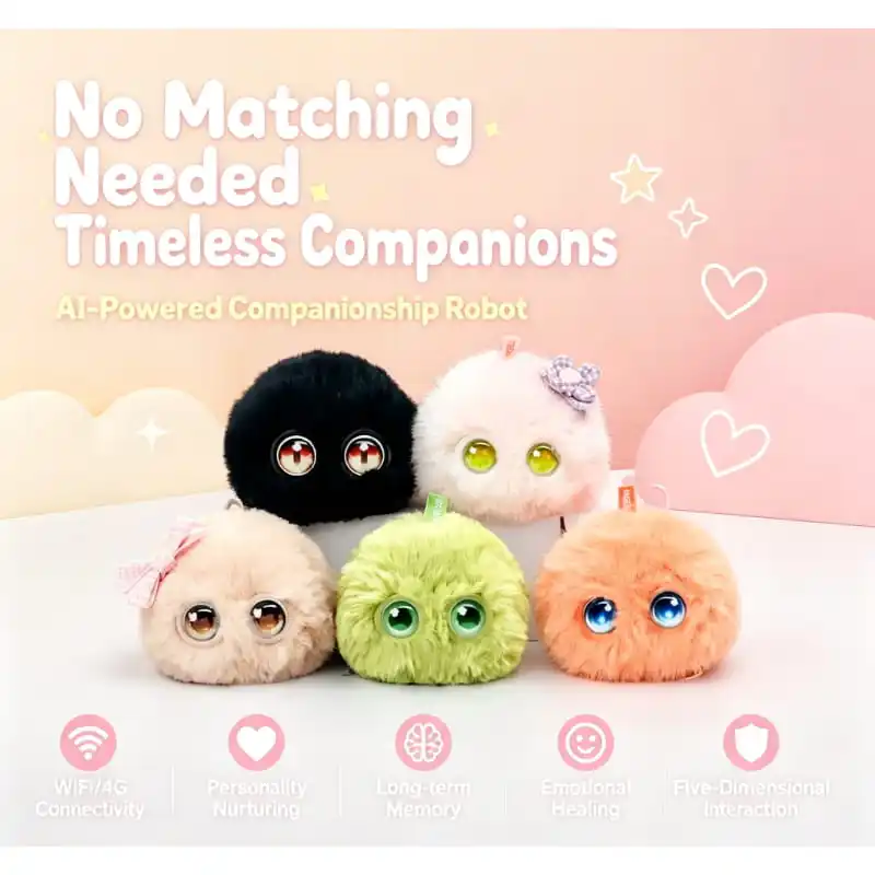 Fuzozo Ai Smart Companion Robot Plush Doll, 2.4g Wifi & 4g Network Interactive Desktop Companion, Emotional Toy Gift For Adults