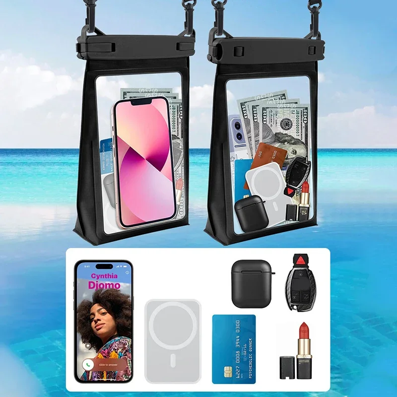 เคสโทรศัพท์กันน้ำ IPX8 เหมาะสำหรับว่ายน้ำสำหรับอุปกรณ์ขนาด 8.2 นิ้วและการป้องกันกุญแจรถ