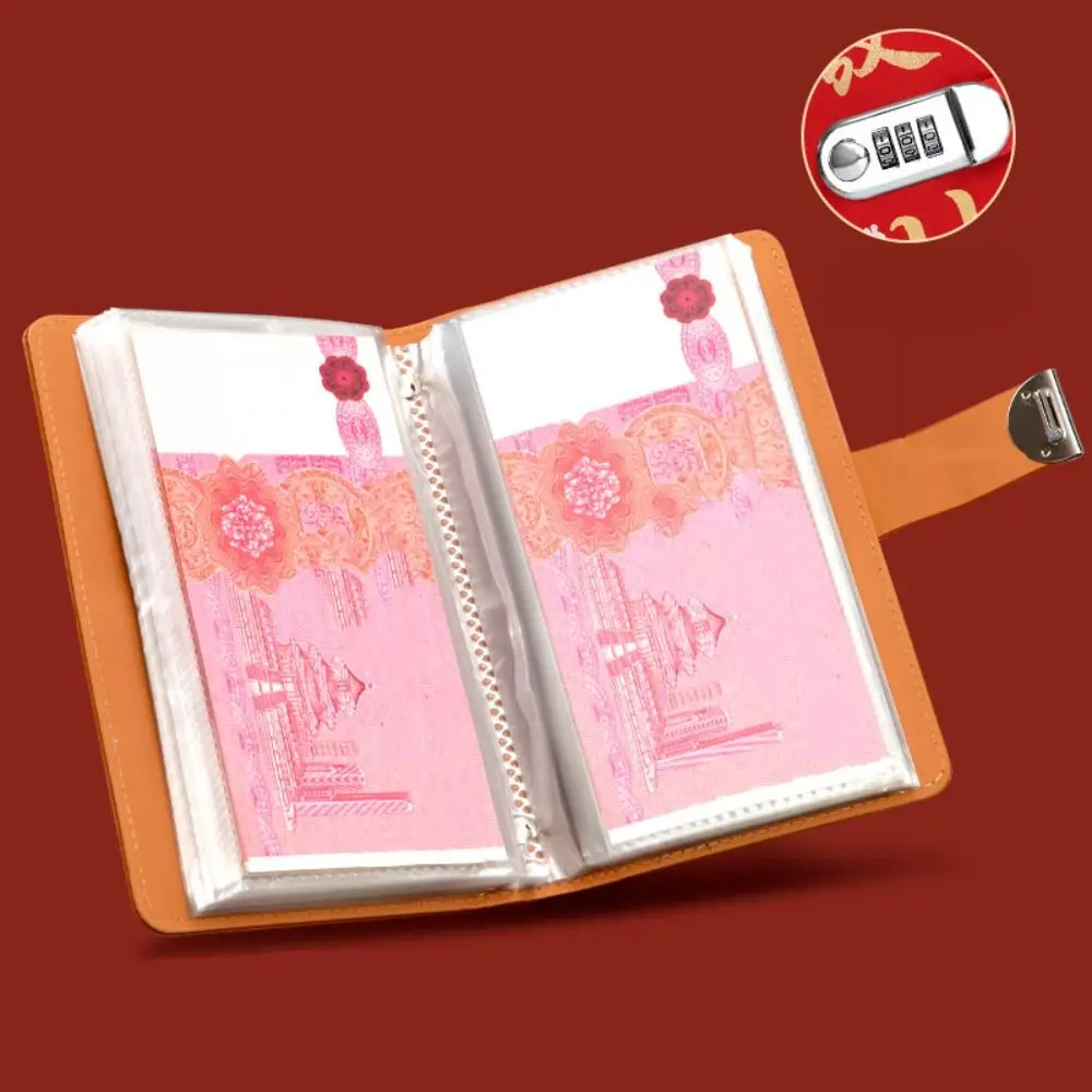 50Sheets Saving Money Binder PU Leather Refillable Planner Organizer Savings Handbook Wallet Storage Budget Binder with Lock