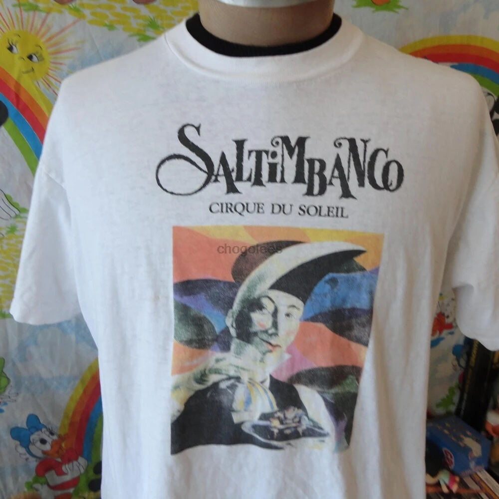 Vintage Cirque Du Soleil Saltimbanco contemporáneo circo arte camiseta blanca XL