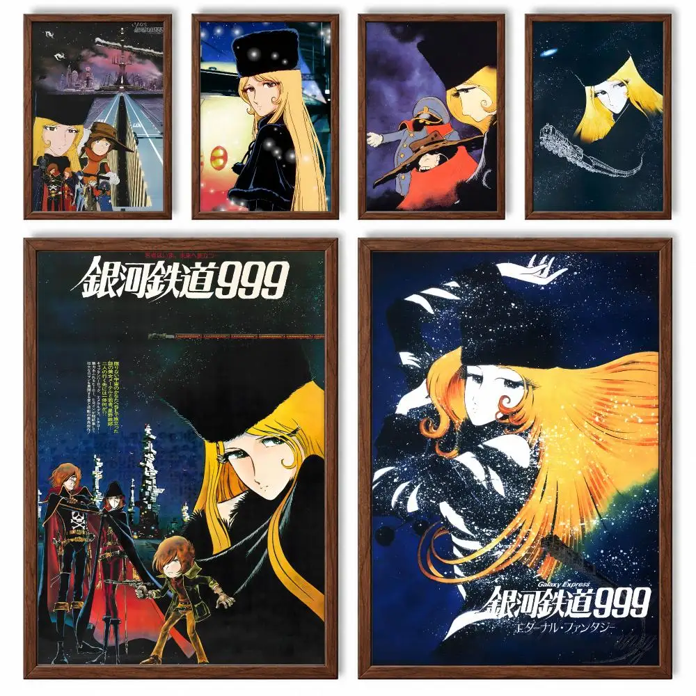 Classic Space Opera Anime Galaxy Express 999 Poster Self-adhesive Waterproof Paper Sticker Art Coffee House Bar Room Wall Decor