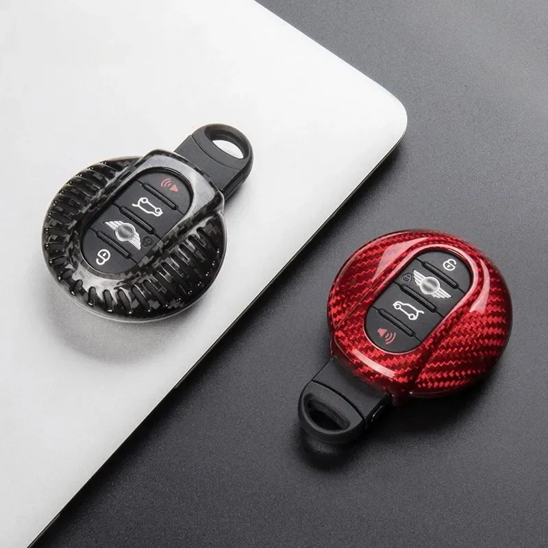 For BMW Mini F56 F55 F54 Real Carbon Fiber Car Key Fob Case Cover Shell With Air Vent Car Accessories