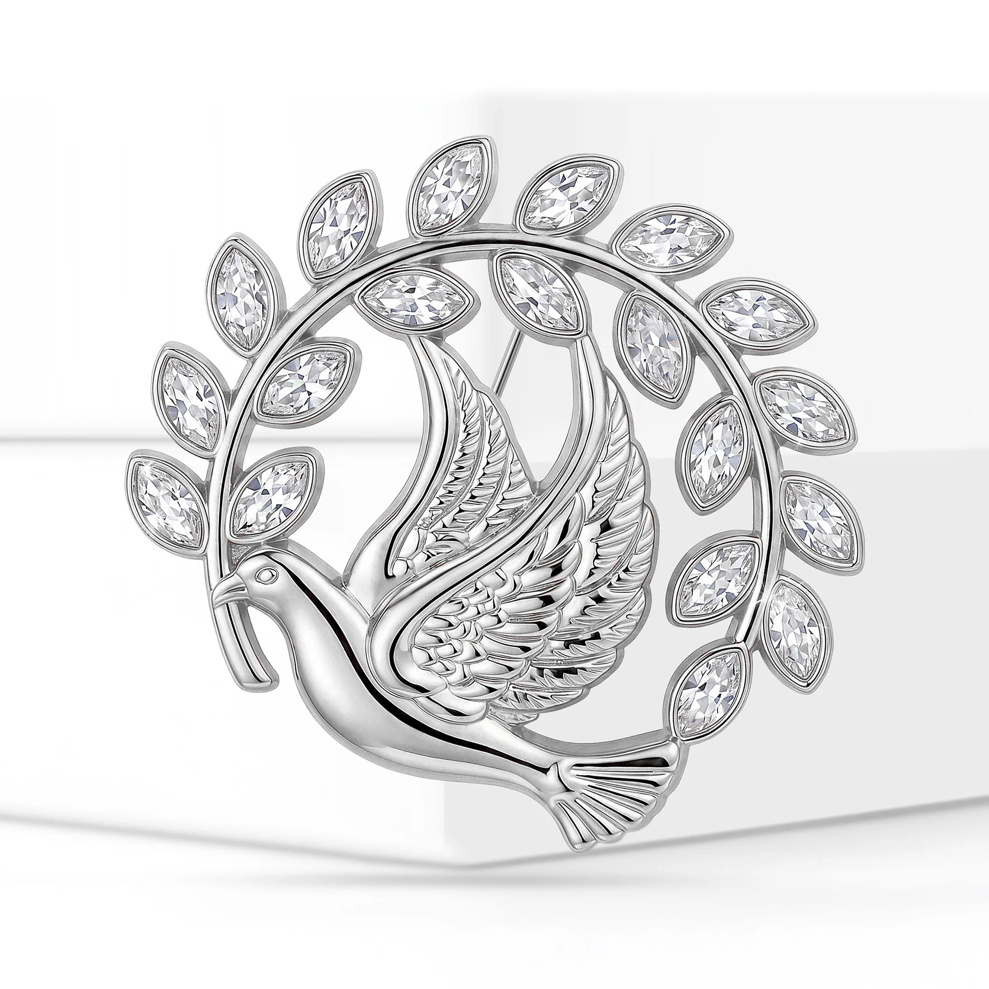 Classic Rhinestones Peace Doves Brooches for Women Unisex Wear Creativity Metals Animals Pins Badges Casual Party Banquets Frien view 4