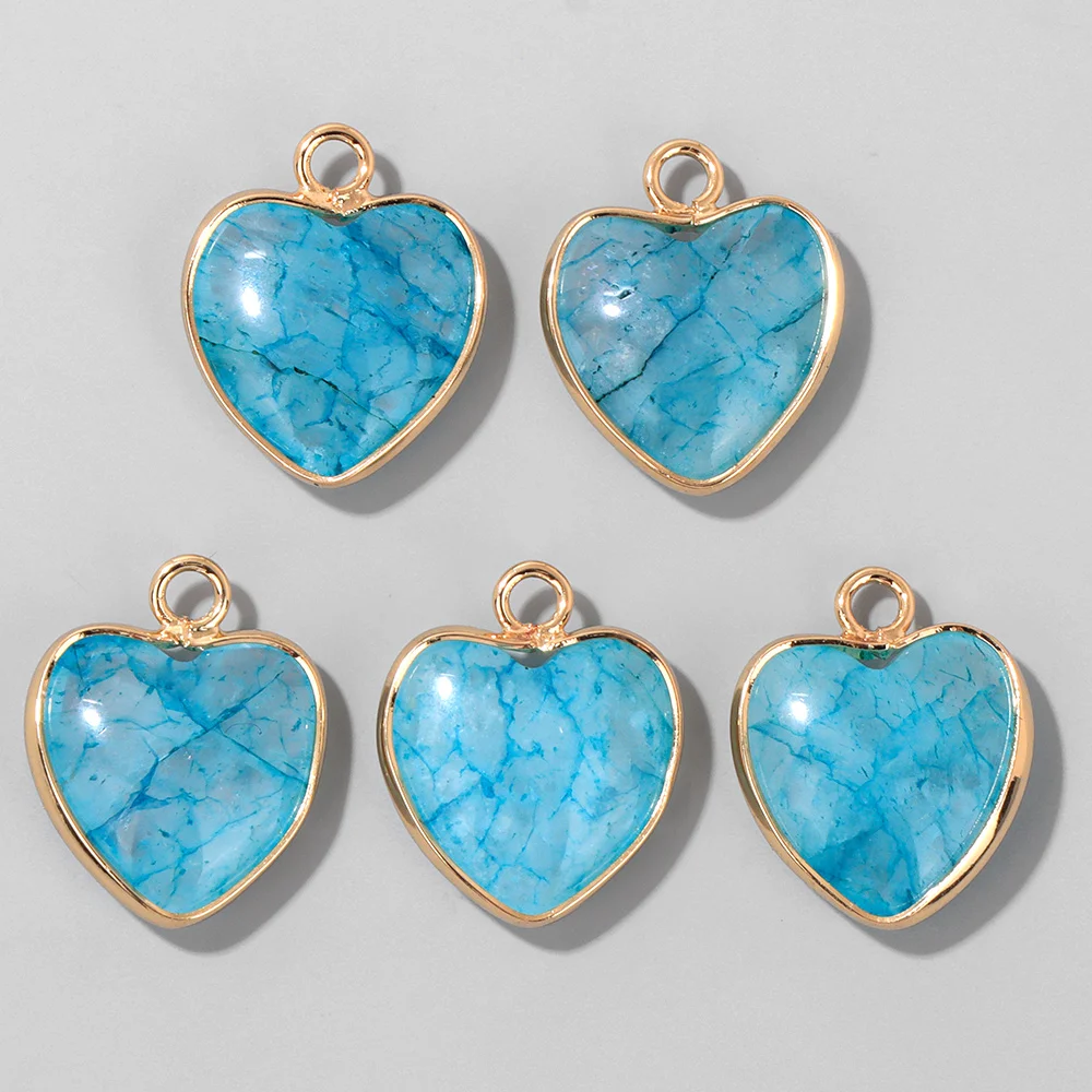 Cute Heart Shape Stone Pendant Natural Gem Charm