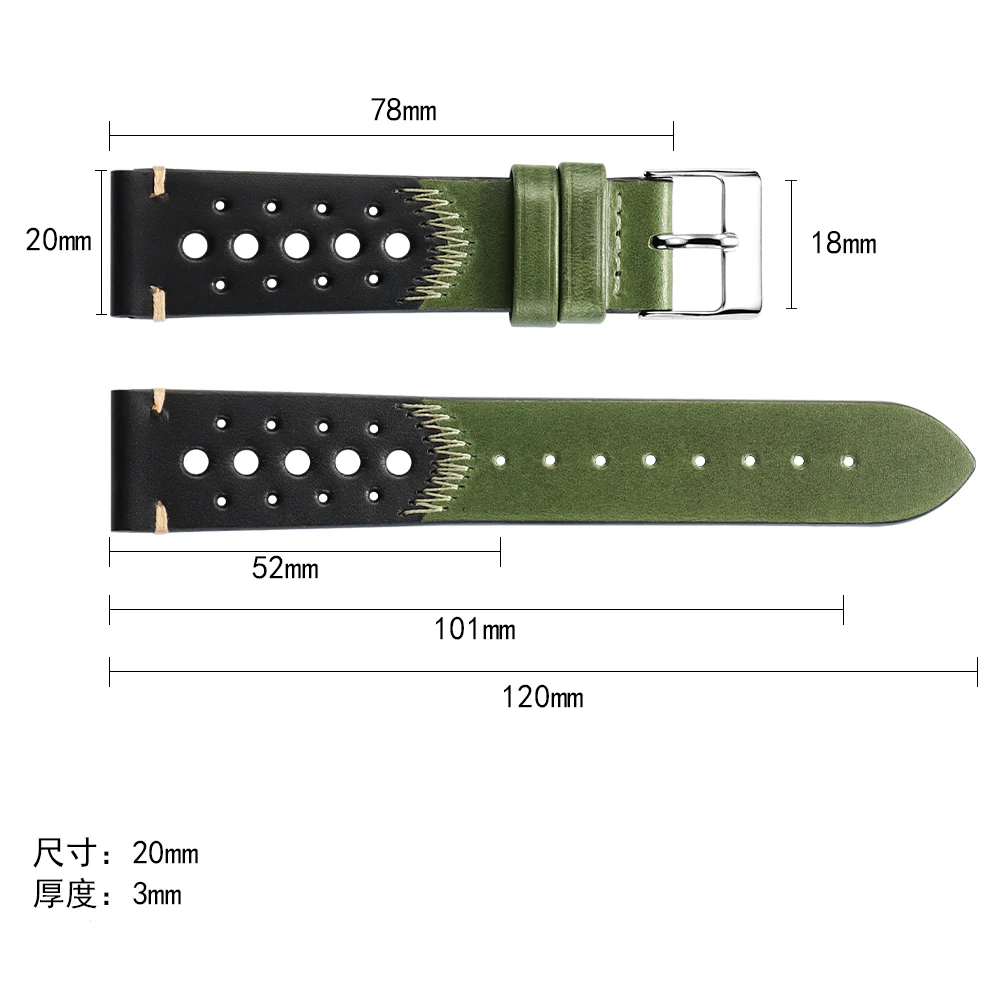 النفط الشمع حزام الساعات 20 مللي متر خمر جلد البقر تنفس حزام ساعة اليد ل Seiko ل رولكس سوار العالمي معصمه للرجال النساء
