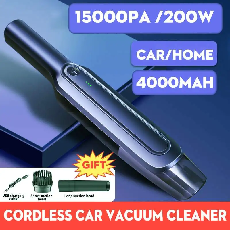 20000Pa 200W Handheld Wireless Car Vacuum Cleaner  Powerful Cyclone Suction Cordless Wet Dry Car Home Vacuum Cleaner 4000mAh