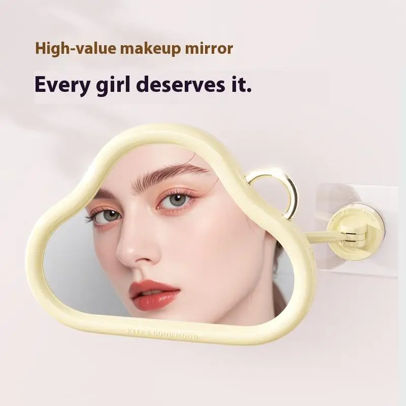 壁掛け折りたたみ式延長アームバスルームミラーバニティミラーシームレスな自己粘着化粧品メイク用ドリルなし