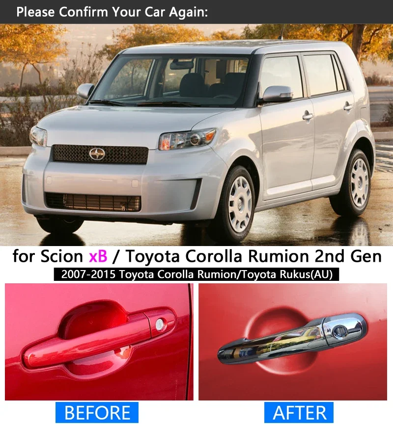 for Scion xB 2008 - 2015 Chrome Handle Cover Trim Set for Toyota Corolla Rumion Rukus 2010 2013 Accessories Stickers Car Styling