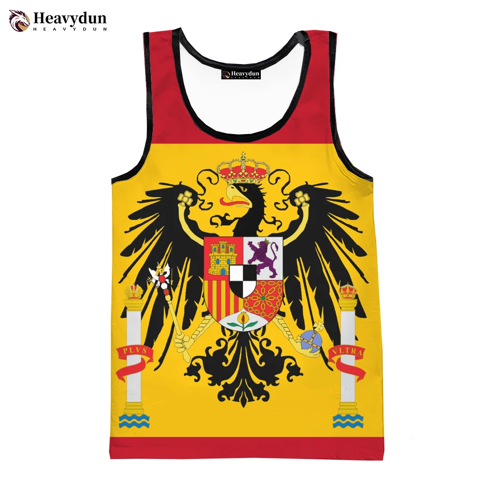 Hot Sale Summer Fashion Spain Flag Men Women Tank Tops Sleeveless Unisex Harajuku Personality 3D Printed Beach Tops Tees 6XL