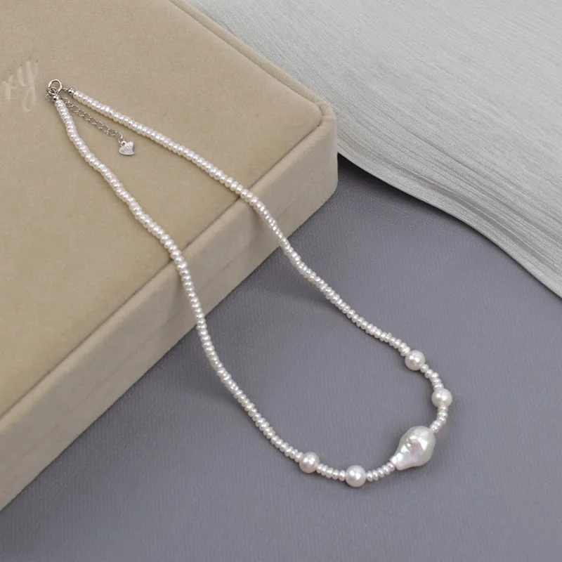 

Natural Irregular Baroque Purl Necklace Women Pearl Choker Clavicle Chain Trendy