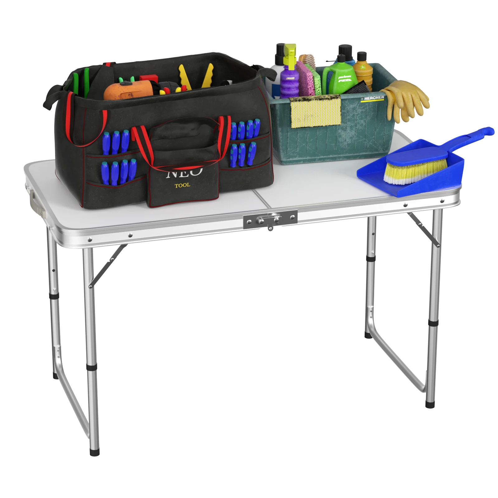 120 cm klappbarer Picknicktisch, großer tragbarer Campingtisch aus Aluminiumlegierung für Garten im Freien, Strand, Grill, Grillen, Angeln und Park – Detail 1